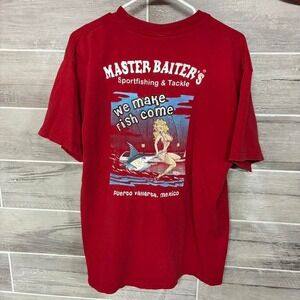 Y2K Red Master Baiters sportfishing and tackle shirt